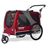 DOGGYHUT® Premium XL 2 in 1 Hundefahrradanhänger & Jogger 23-45 kg Fahrradanhänger für Hunde Hundeanhänger für Fahrrad 80106 (ROT)